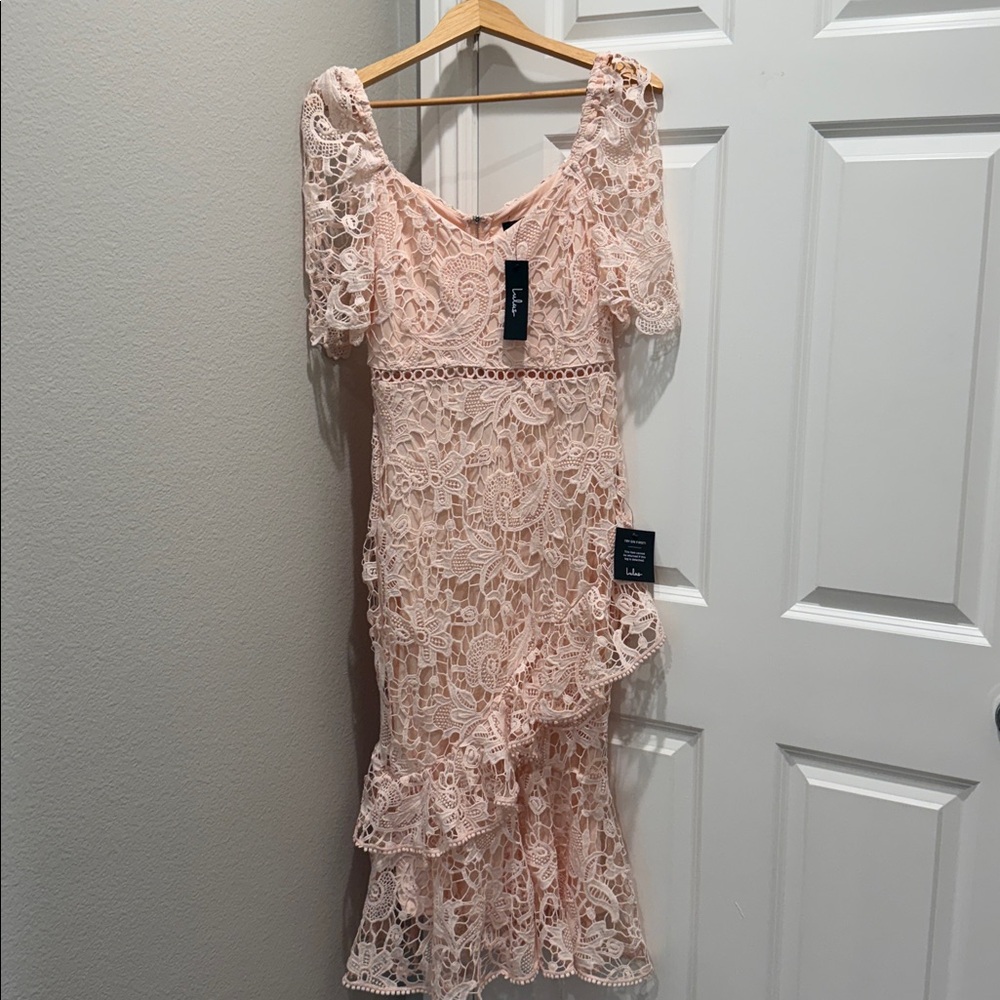 Lulu's Blush Lace Detail Dress